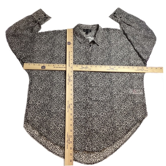 ‼️SOLD💕🔥 TOPSHOP EUC Women 6 Semi-Sheer Hi-Lo Black White Star Pattern Blouse - Picture 12 of 16